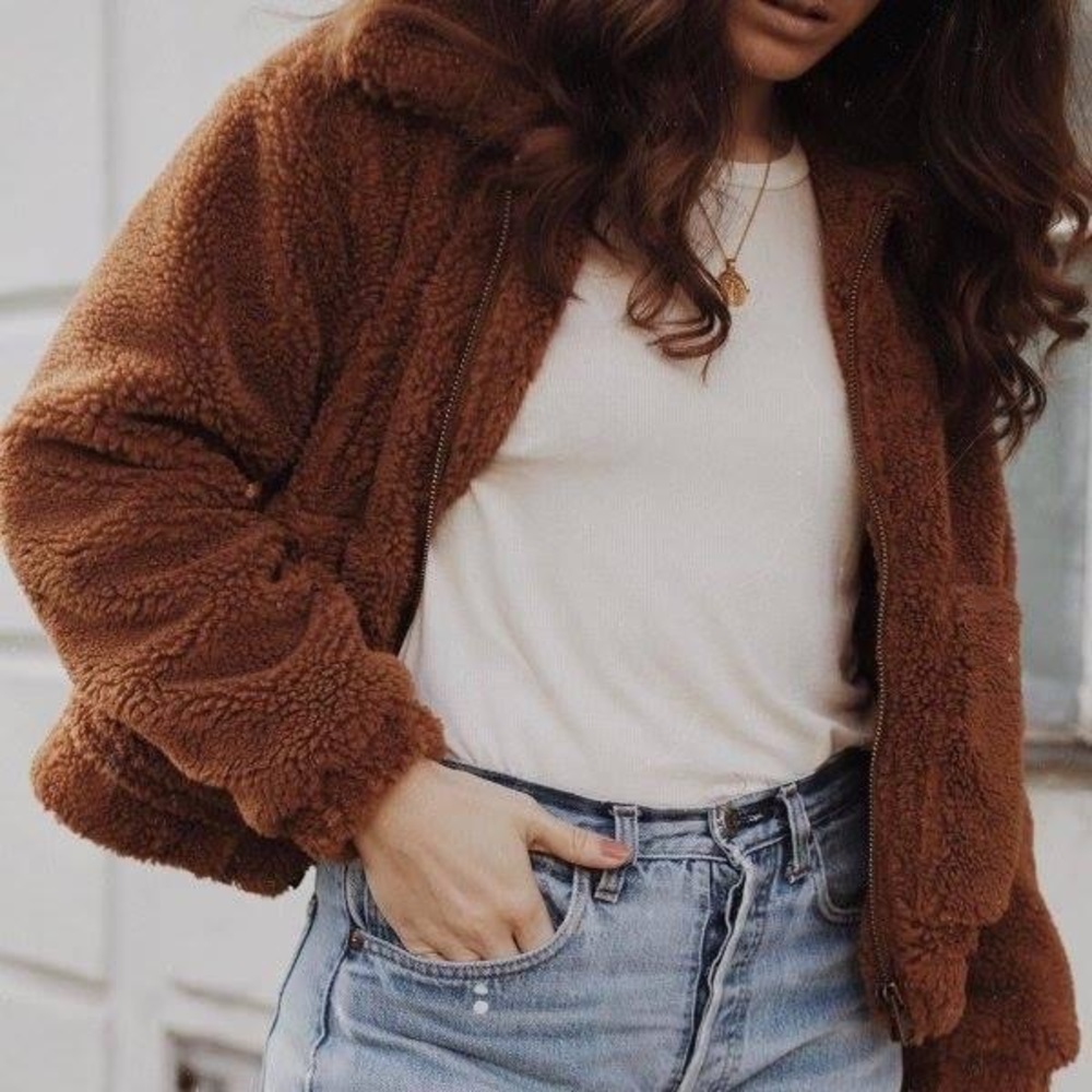 Urban Outfitters Cropped Teddy Jacket